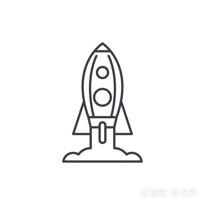 火箭发射线图标概念火箭发射矢量线性插图符号符号