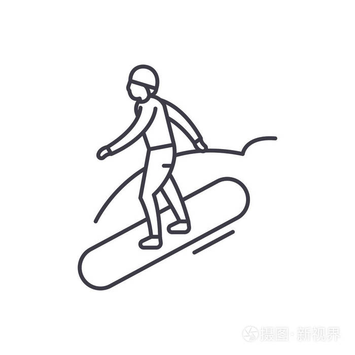 滑雪板线图标概念.滑雪板向量线性例证, 标志, 标志