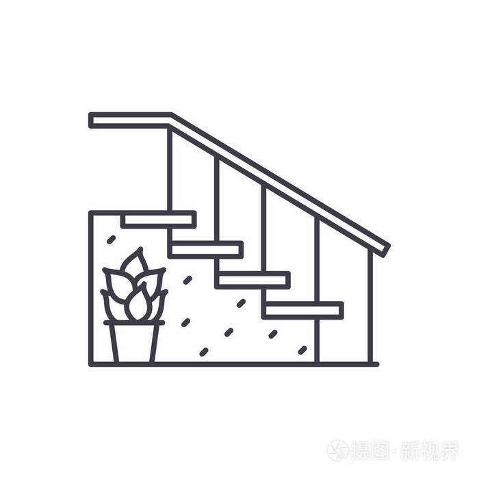 楼梯在入口线图标概念.楼梯在入口向量线性例证 标志 标志