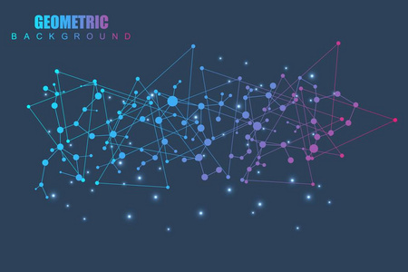 科学网络模式, 连接线和点。技术六边形结构或分子连接元素