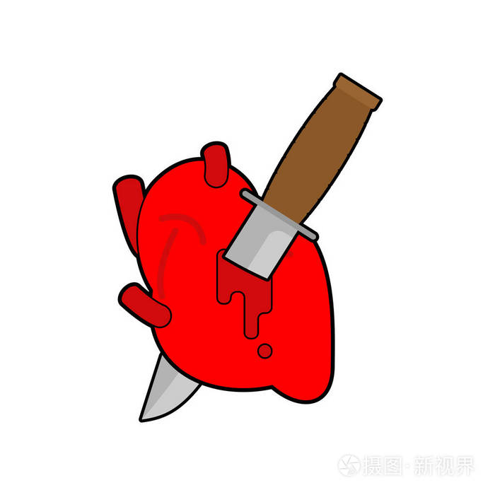 心脏解剖刀.杀死爱的象征.矢量图