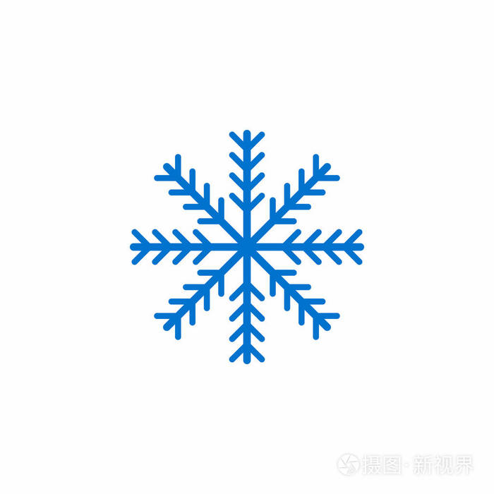 蓝色雪花线性图标冬季符号在白色背景上孤立雪象形图矢量插图为您的