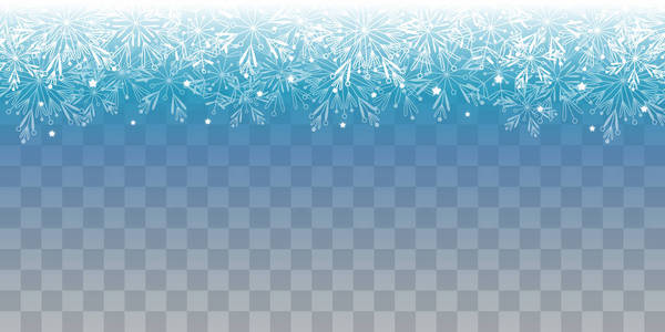 圣诞节闪亮的雪花，蓝色透明的背景
