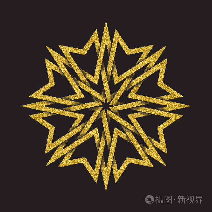 以八角星形式出现的部落符号.珠宝设计用金章.