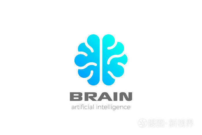 脑人工智能标志设计矢量模板人工智能技术标志概念