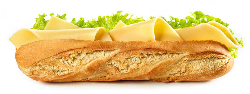 孤立在白色背景上的面包三明治