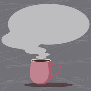 设计商业概念空复制空间现代抽象背景杯热咖啡与空白颜色语音泡泡作为蒸汽图标