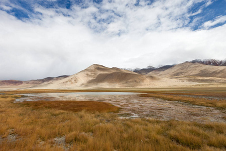 美丽的山湖，拉达克，喜马拉雅山，印度