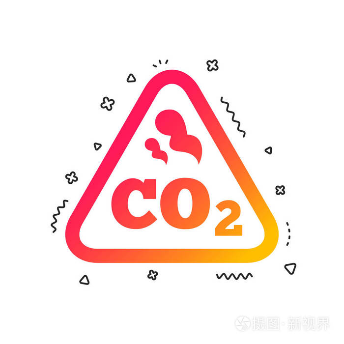 二氧化碳配方符号图标.化学符号.五颜六色的几何形状.