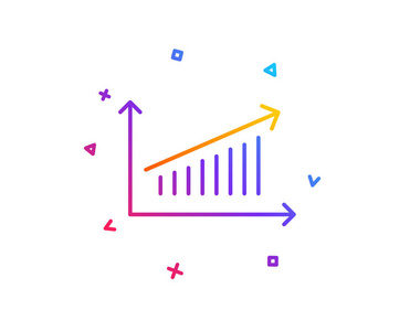 图表线图标。报告图或销售增长标志。分析和统计数据符号。渐变线按钮..图表图标设计。五颜六色的几何形状。矢量