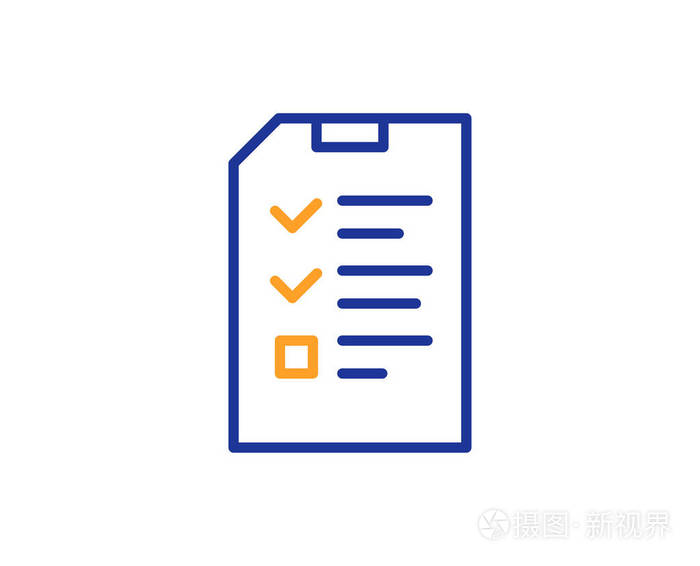 资料档案标志.纸页概念符号.多彩的轮廓概念.蓝橙细线颜色图标.