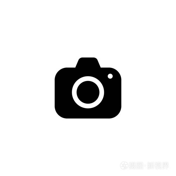相机简单的黑色矢量图标. 照片相机字形隔离符号.