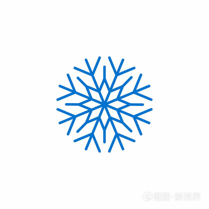 蓝色雪花图标, 雪象形文字, 冬季标志