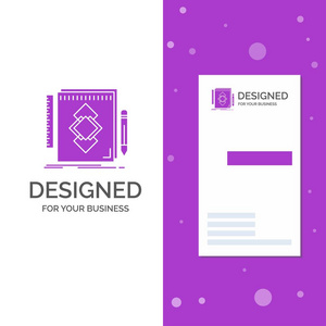 用于设计工具标识绘制开发的业务标识。 垂直紫色商务名片模板。 创意背景向量插图