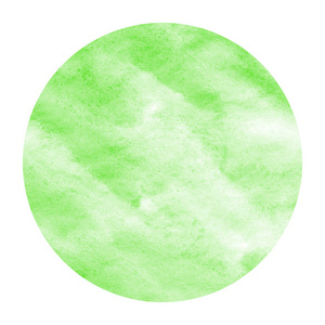 绿色手绘水彩圆形框架背景纹理与污渍。 现代设计元素