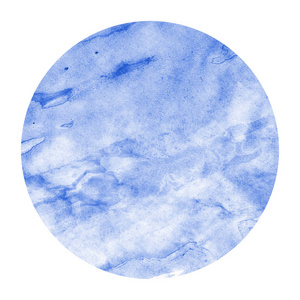 蓝色手绘水彩圆形框架背景纹理与污渍。 现代设计元素