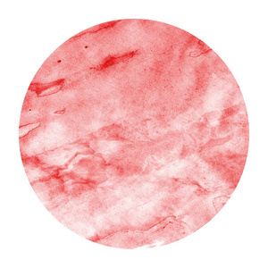 红色手绘水彩圆形框架背景纹理与污渍。 现代设计元素