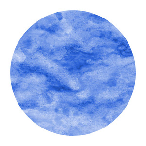 蓝色手绘水彩圆形框架背景纹理与污渍。 现代设计元素