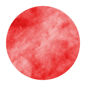 红色手绘水彩圆形框架背景纹理与污渍。 现代设计元素