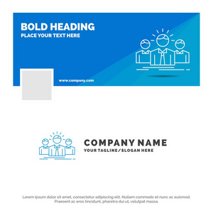 蓝色商业标志模板为商业职业员工企业家领袖。 Face book时间线横幅设计。 矢量网页横幅背景图