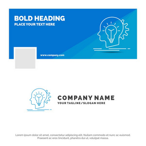 蓝色商业标志模板，创造性创意头脑思想。 Face book时间线横幅设计。 矢量网页横幅背景图