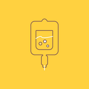 血液，测试，糖测试，样品平线填充图标。在UI和UX网站或移动应用程序的黄色背景上的漂亮徽标按钮