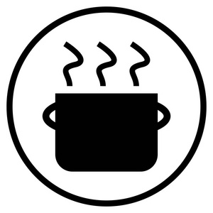烹饪厨房或膳食用锅平图标符号图片