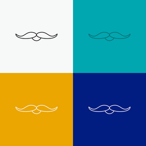 胡子时髦的人移动男性图标在不同的背景。 为Web和应用程序设计的线条风格设计。 EPS10矢量插图