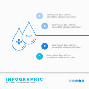 血滴液体加减信息图形模板的网站和演示。 线蓝色图标信息样式矢量插图