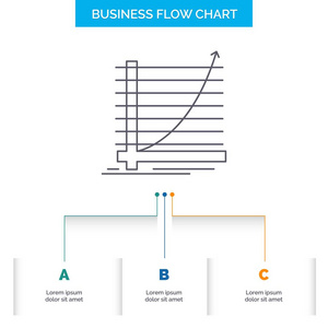 箭头图曲线体验目标业务流程图设计有3个步骤。 表示背景模板位置的线条图标