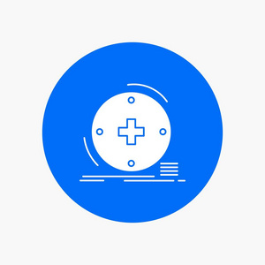 临床数字卫生保健远程医疗白色字形图标在圆圈。 矢量按钮插图