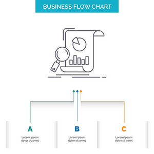 分析分析业务金融研究业务流程图设计有3个步骤。 表示背景模板位置的线条图标