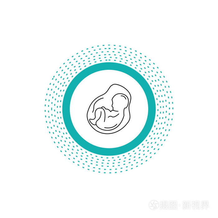 婴儿怀孕怀孕产科胎儿线图标. 矢量孤立插图插画-正版