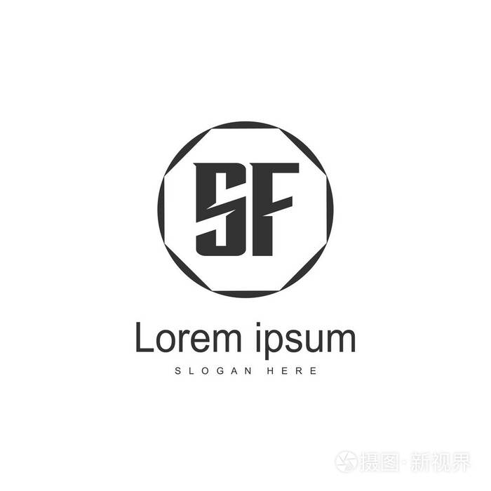 初始字母标志设计插画-正版商用图片