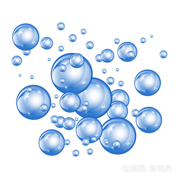 碳酸在水海海洋中闪闪发光 海底矢量插图.