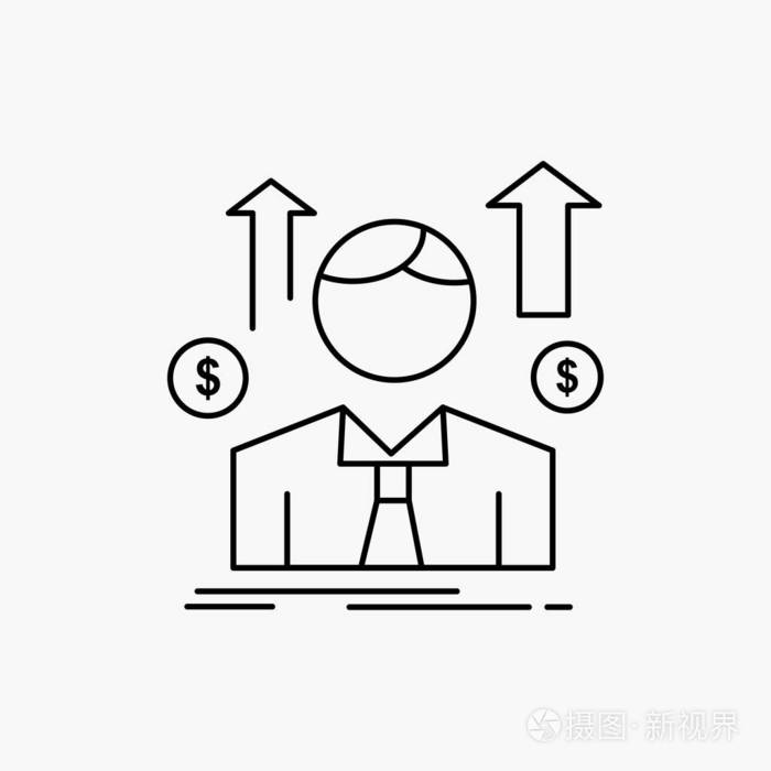 商业人化身员工销售人员线图标矢量孤立图