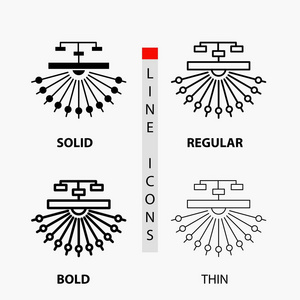 优化网站结构网页图标在薄的规则粗体线和字形风格。 矢量插图