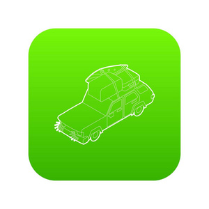 汽车与行李和箱子图标绿色向量