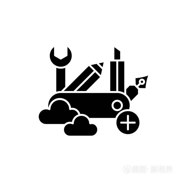业务技能黑色图标, 矢量标志上的孤立的背景.商务技能概念符号, 插图