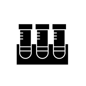 实验室研究黑色图标, 在孤立的背景上的矢量符号。实验室研究概念标志, 例证