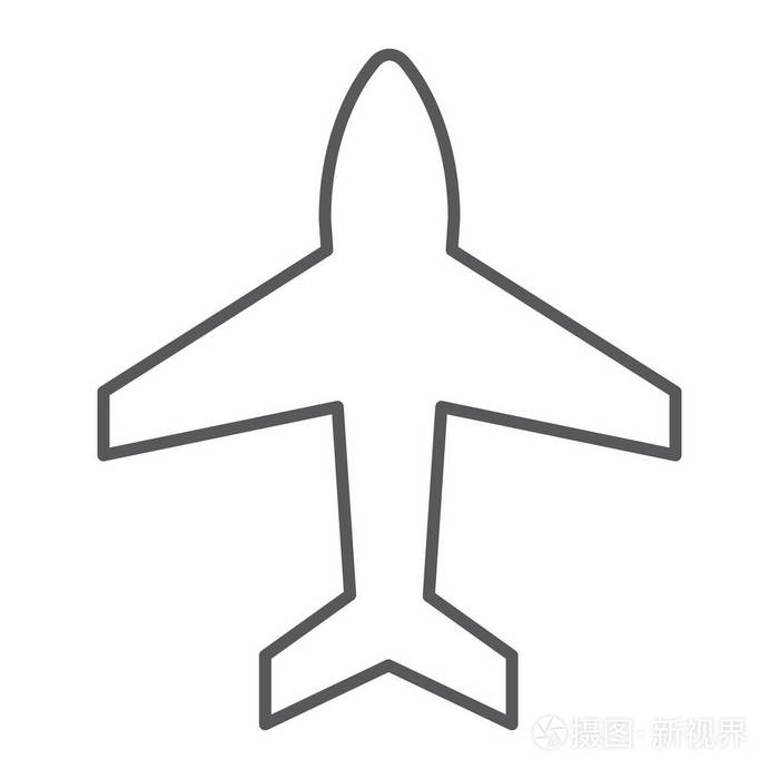 平面细线图标, 飞机和喷气飞机, 飞机标志, 矢量图形