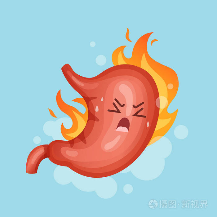 胃灼热胃炎和胃酸反流消化不良和胃痛问题载体概念