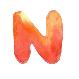 水彩手绘字母 n