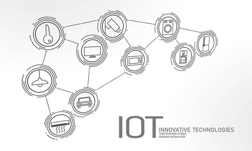 物联网图标创新技术理念。智慧城市无线通信网络家庭智能系统自动化行业4.0 现代艾电脑在线向量图
