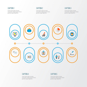作业图标平面样式设置与合同, 身份验证, 增长图表和其他聊天元素。隔离的矢量插图作业图标
