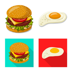 汉堡和三明治标志的矢量插图。汉堡和切片股票矢量图集