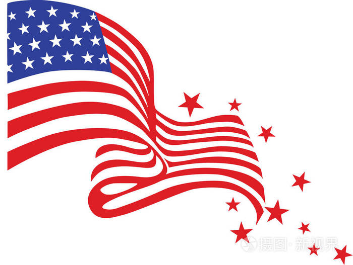 美国国旗星风插图爱国