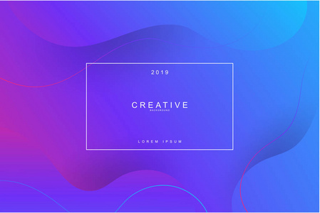 矢量插图2019年新年明亮的蓝色和紫色背景
