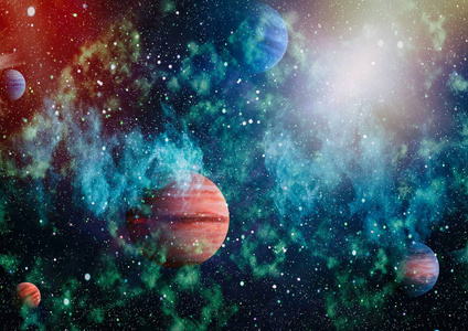 外层空间的行星恒星和星系显示出太空探索的美。 美国宇航局提供的元素