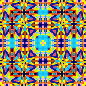 彩色六方几何无缝图案对称万花筒时装设计